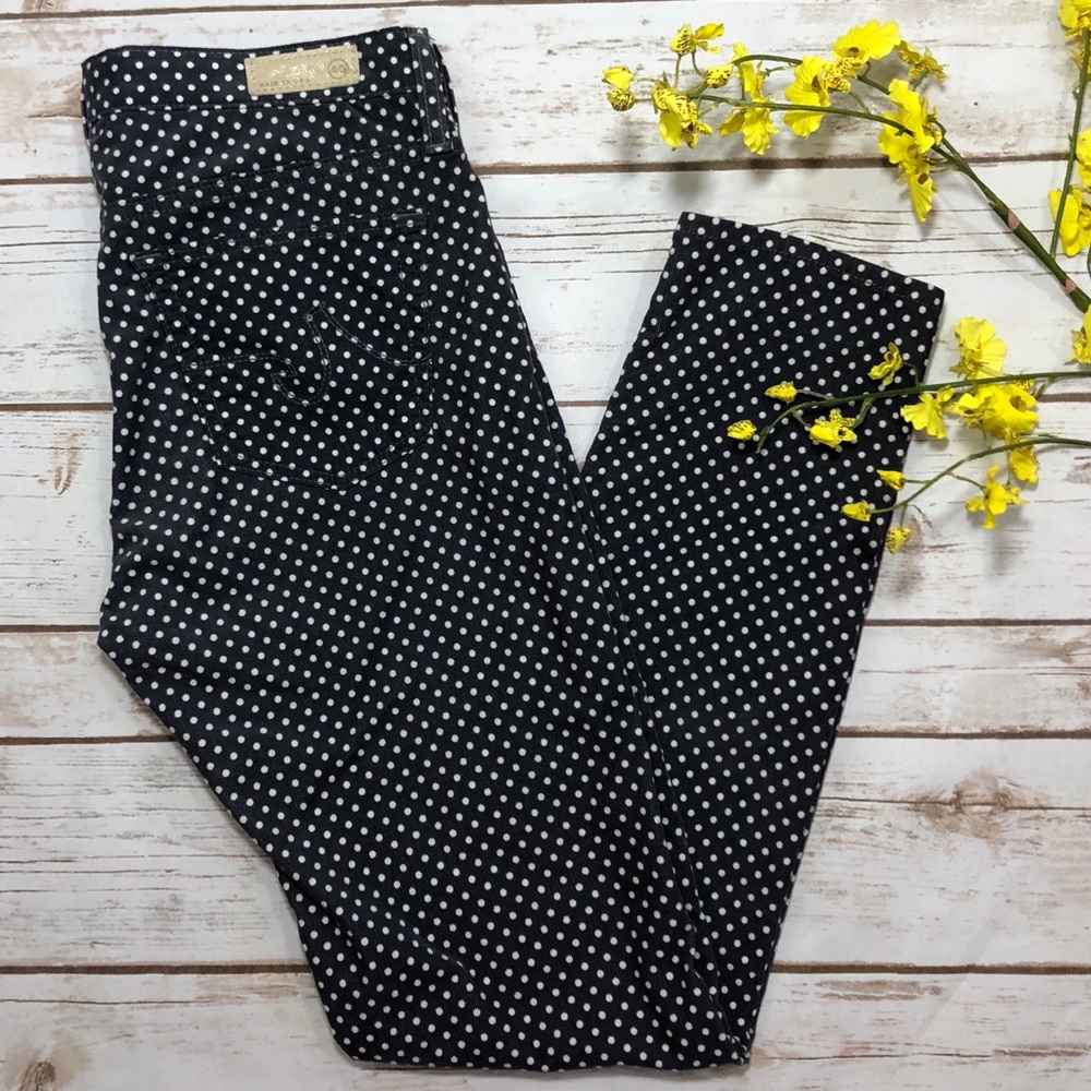 AG Stevie Ankle Cords Navy Dot Sz 26